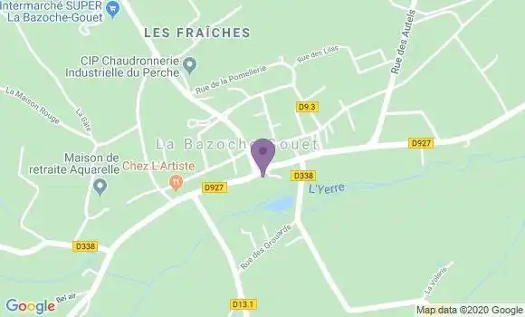 Localisation Crédit Mutuel Agence de La Bazoche Gouët