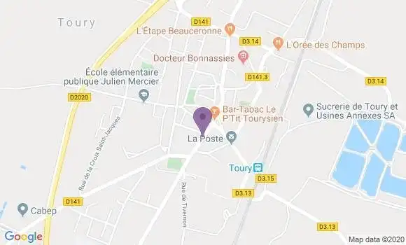 Localisation Crédit Mutuel Agence de Toury