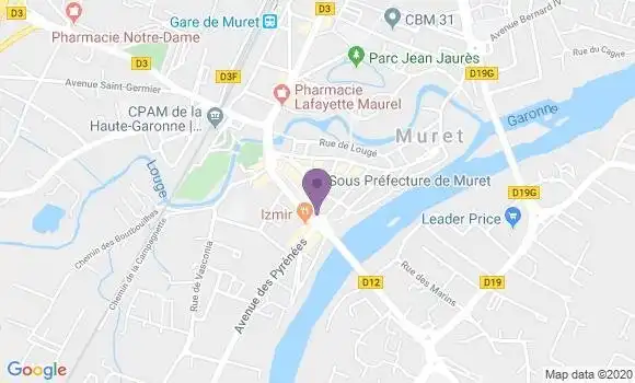 Localisation Crédit Mutuel Agence de Muret Pyrénées