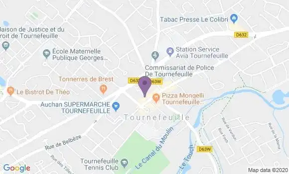 Localisation Crédit Mutuel Agence de Tournefeuille