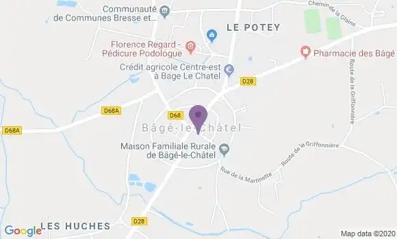 Localisation Bage le Chatel Bp - 01380