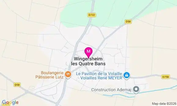 Localisation Wingersheim les Quatre Bans - 67170