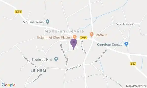 Localisation Mons En Pevele Bp - 59246
