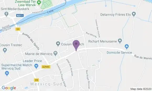 Localisation Wervicq Sud Bp - 59117