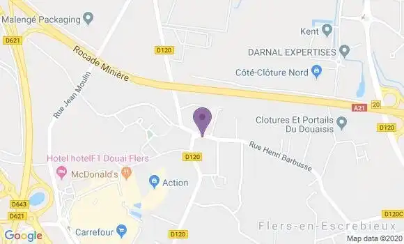 Localisation Flers En Escrebieux  Centre Bp - 59128