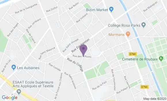 Localisation Roubaix Fosse Aux Chenes - 59100