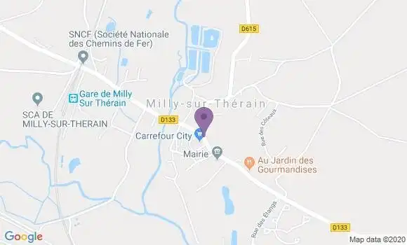 Localisation Milly sur Therain - 60112