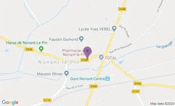 Localisation Nonant le Pin Ap - 61240