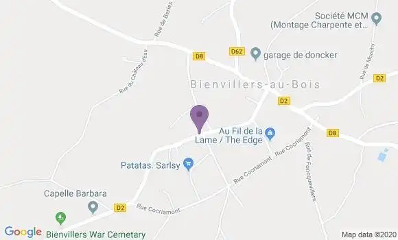 Localisation Bienvillers Au Bois Ap - 62111