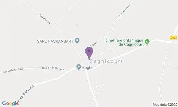 Localisation Cagnicourt Bp - 62182