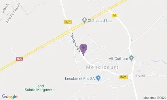 Localisation Mondicourt Ap - 62760