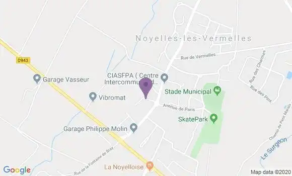 Localisation Noyelles les Vermelles Bp - 62980