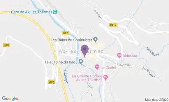 Localisation Ax les Thermes - 09110