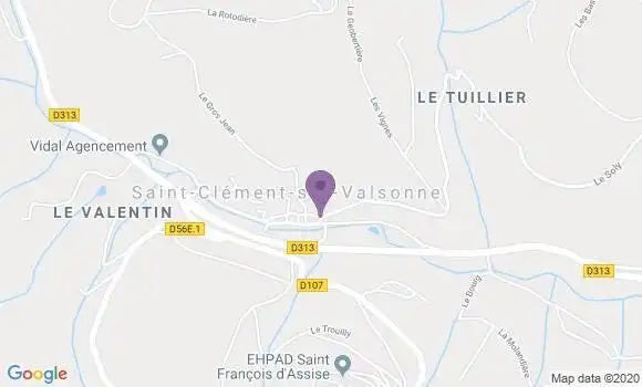 Localisation St Clement sous Valsonne Ap - 69170