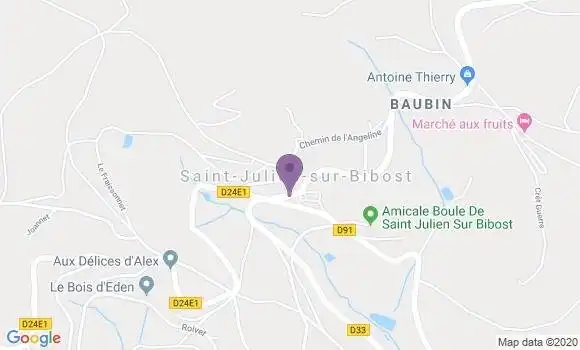 Localisation St Julien sur Bibost Ap - 69690