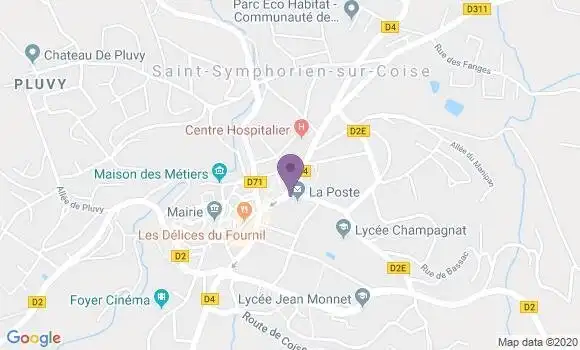 Localisation St Symphorien sur Coise - 69590