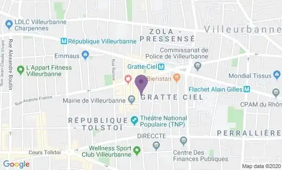 Localisation Villeurbanne Gratte Ciel - 69100