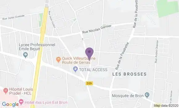 Localisation Villeurbanne les Brosses - 69100