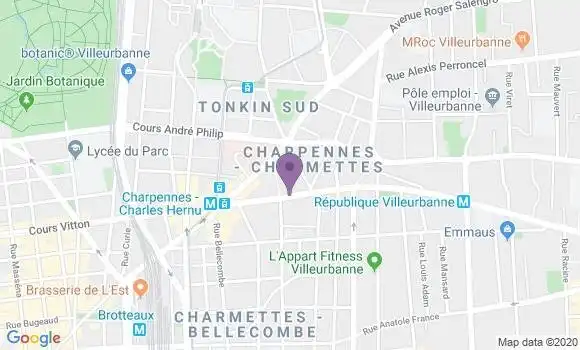 Localisation Villeurbanne les Charpennes - 69100