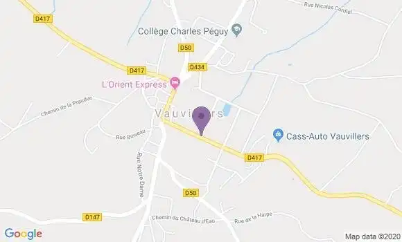 Localisation Vauvillers - 70210