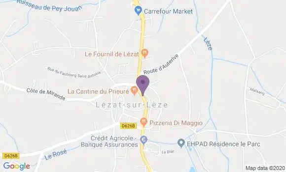 Localisation Lezat sur Leze - 09210