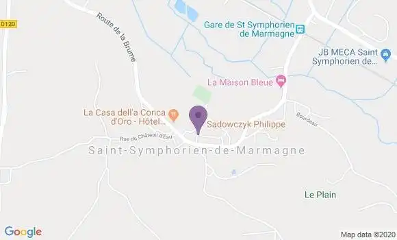 Localisation Saint Symphorien de Marmagne Ap - 71710