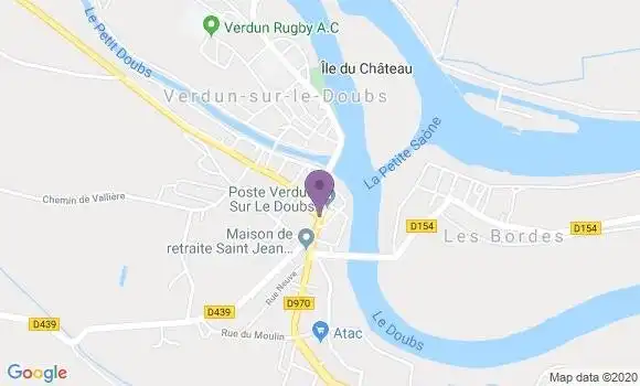 Localisation Verdun sur le Doubs - 71350