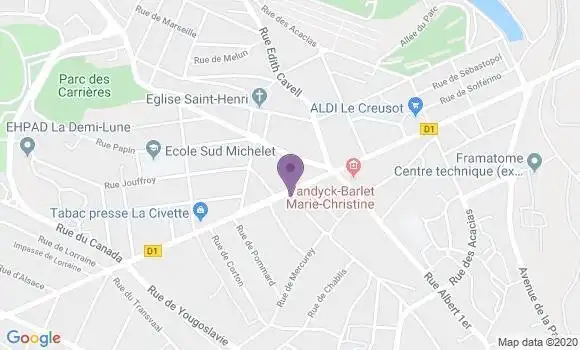 Localisation Le Creusot 4 Chemins Bp - 71206