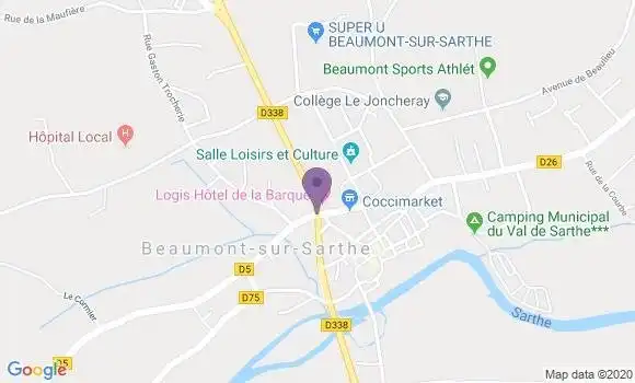Localisation Beaumont sur Sarthe - 72170