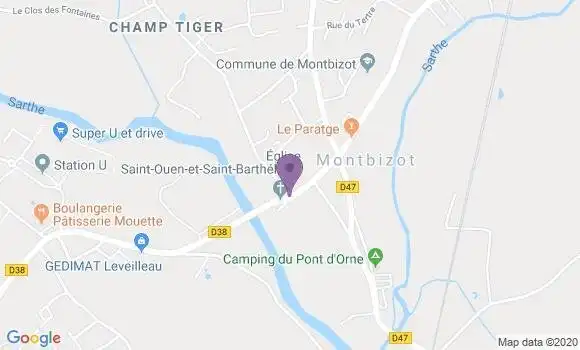 Localisation Montbizot Ap - 72380