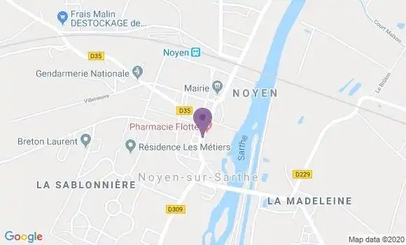 Localisation Noyen sur Sarthe - 72430