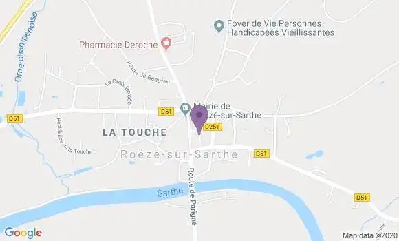 Localisation Roeze sur Sarthe Bp - 72210
