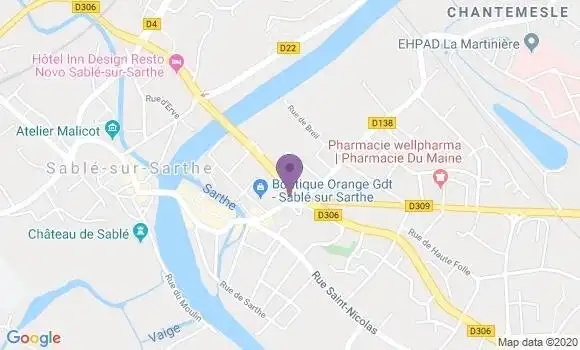 Localisation Sable sur Sarthe - 72305