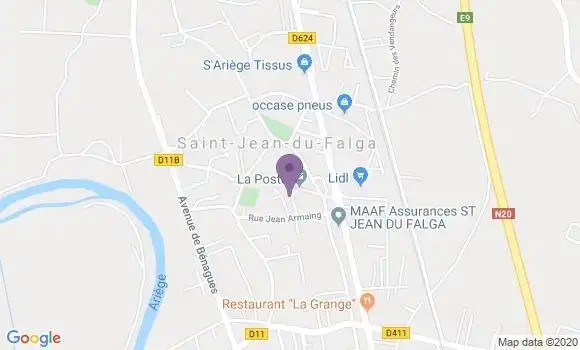 Localisation Saint Jean du Falga Bp - 09100