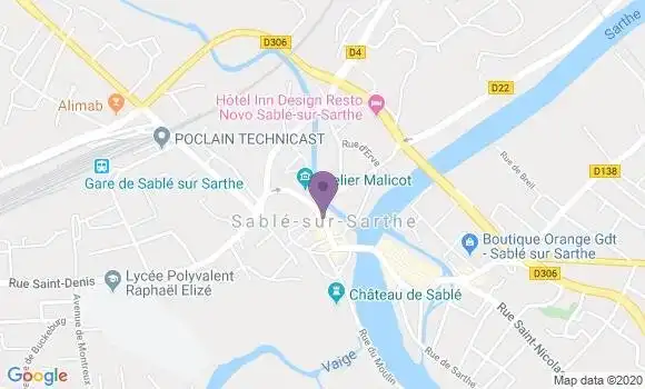 Localisation Sable sur Sarthe Hotel de Ville Bp - 72300