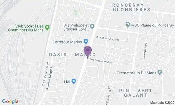 Localisation Le Mans Quartier des Pins Bp - 72100
