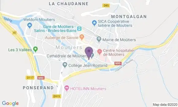 Localisation Moutiers Tarentaise - 73600