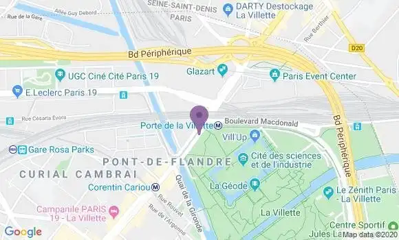 Localisation Paris Cite des Sciences - 75019