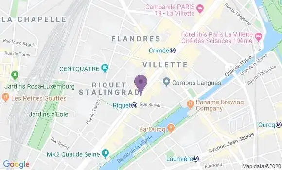 Localisation Paris Orgues de Flandre - 75019