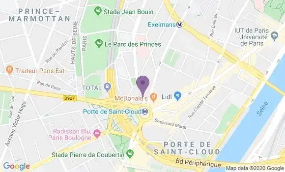 Localisation Paris Parc des Princes - 75016
