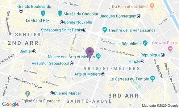 Localisation Paris Arts et Metiers - 75003