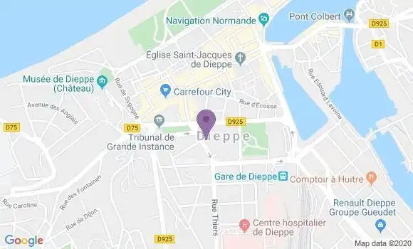 Localisation Dieppe Hotel de Ville - 76200
