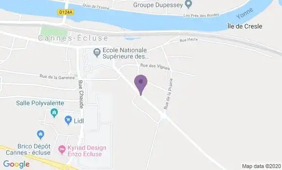 Localisation Cannes Ecluses Ap - 77130