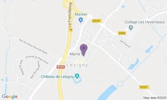 Localisation Lesigny - 77150