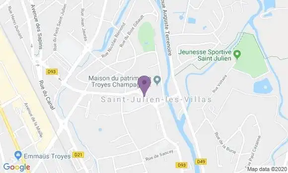 Localisation St Julien les Villas - 10800