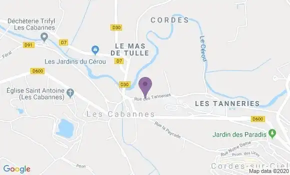Localisation Les Cabannes Ap - 81170