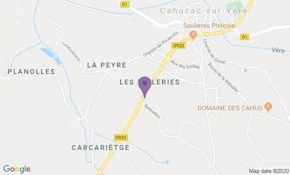 Localisation Cahuzac sur Vere Bp - 81140