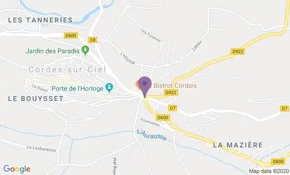Localisation Cordes la Cite Bp - 81170