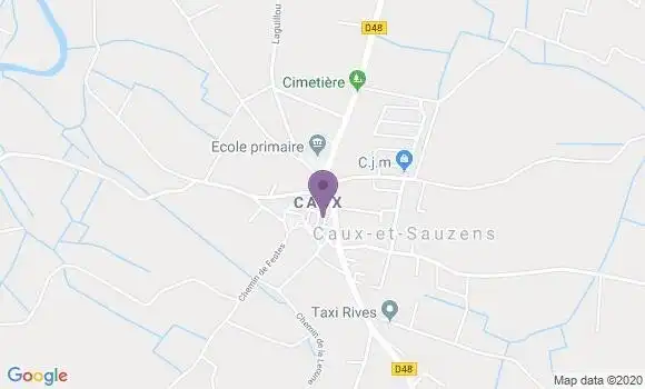 Localisation Caux et Sauzens Ap - 11170
