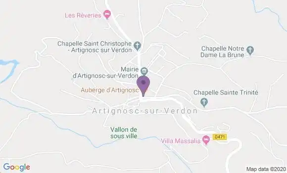 Localisation Artignosc sur Verdon Ap - 83630